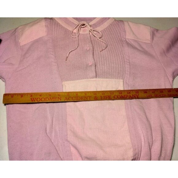 Vintage 1980s Mock Neck Sweatshirt Medium Pink Mixed Knit Retro Snap READ - Picture 3 of 16